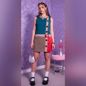 M.F. Designer Paris Colorblock Dress Zip Back Size L Vintage (see all pictures)